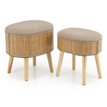 Zestaw 2 puf  RICO z funkcją pojemnika - Beżowy