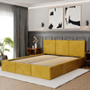 Łóżko podwójne tapicerowane VALENTINO 140x200 pojemnik na pościel - Żółty