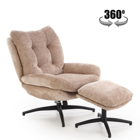 Fotel AMARO z podnóżkiem funkcja kołyski - Beżowy
