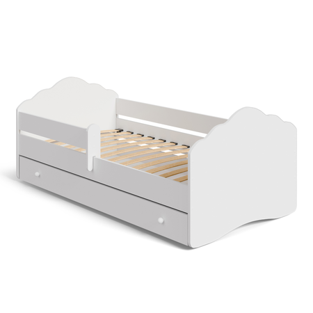 Łóżko dziecięce FALA 160x80 barierka szuflada - Biały