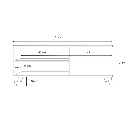 Szafka RTV VIVA 110 cm nogi drewniane - Biały