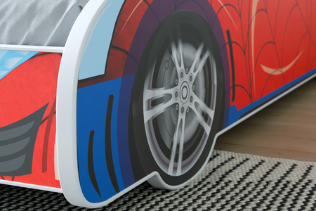 Łóżko dziecięce z serii AUTO 160x80 grafika materac - SPIDER