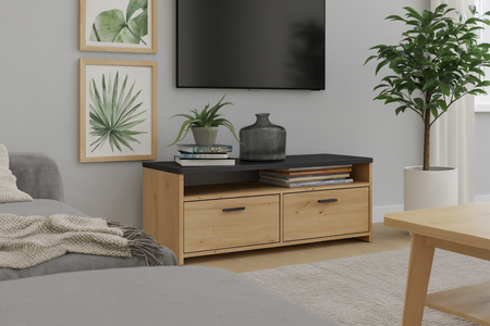 Szafka RTV MILAN 100 cm - Dąb Artisan / Czarny