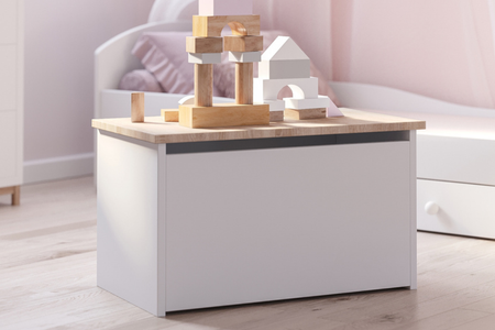Skrzynia na zabawki DARIA - Biały / Dąb Sonoma