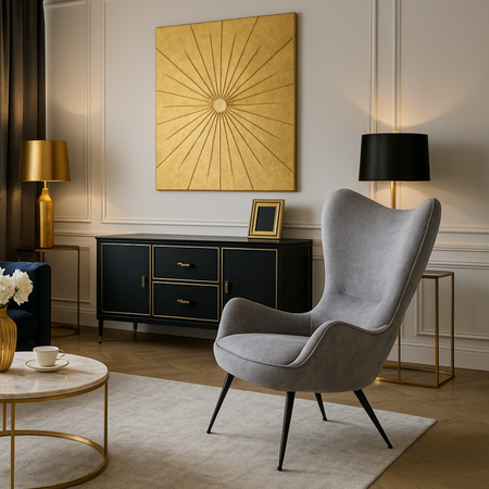 Fotel wypoczynkowy VALERIA - Szary Melanż