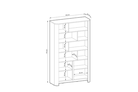 Regał BALI 103 cm - Dąb Vicenza