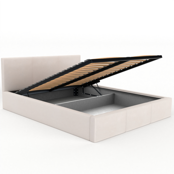 Łóżko podwójne tapicerowane VALENTINO 160x200 pojemnik na pościel - Kremowy