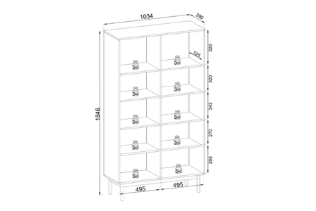 Regał SILEN 104 cm - Dąb Linea