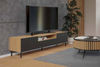 Szafka RTV KAJA 160 cm, nogi metalowe - Dąb Artisan / Czarny