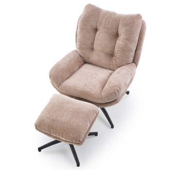 Fotel AMARO z podnóżkiem funkcja kołyski - Beżowy