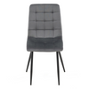 Zestaw 4 krzeseł MIRA tapicerowanych welurowych pikowanych - kolor Szary, nogi Czarne