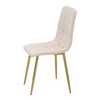 Krzesło NEL tapicerowane welurowe pikowane - kolor Kremowy, nogi Złote