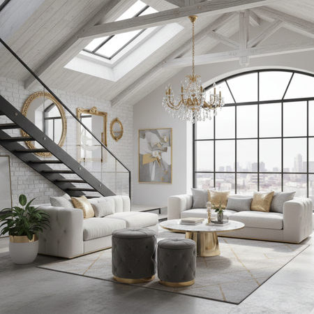 Zestaw 2 puf ELEY - Popielaty