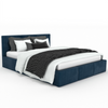 Łóżko podwójne tapicerowane VALENTINO 140x200 pojemnik na pościel - Granatowy