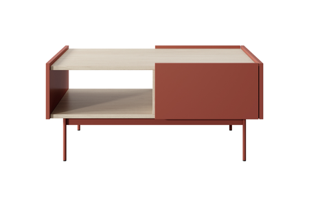 Ława COLETTE 97 cm - Ceramiczny Czerwony / Dąb Linea