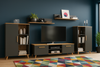 Zestaw mebli do salonu OSKAR II szafka RTV, komody, półki, styl skandynawski, nogi drewniane - Antracyt / Dąb Artisan