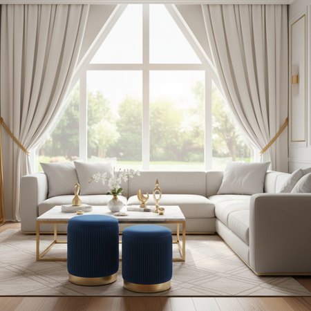 Zestaw 2 puf MARINE - Granatowy