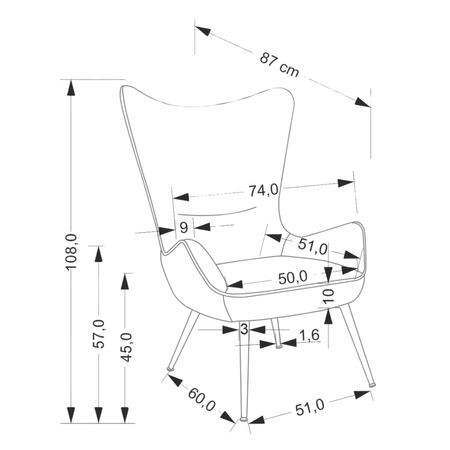 Fotel wypoczynkowy VALERIA - Szary Melanż