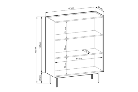 Komoda COLETTE 97 cm - Kaszmir / Dąb Linea