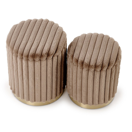 Zestaw 2 puf MIRELLA - Cappuccino