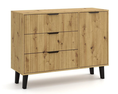 Komoda KANDI jednodrzwiowa z 3 szufladami - kolor Dąb artisan