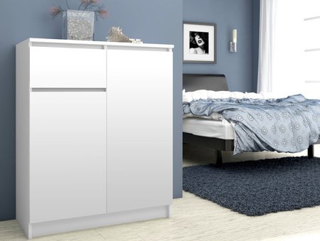 Komoda z szufladą i drzwiami 80 cm - Biała