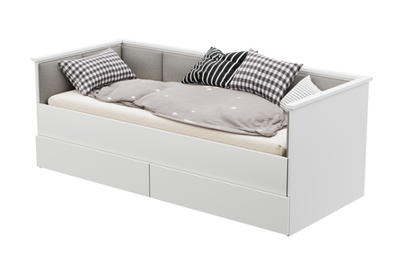 Łóżko podwójne HELIOS 160x200 - Białe, panele szare