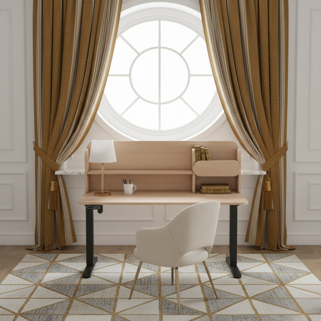 Biurko elektryczne ELISS 6 z nadstawką 100x65 cm - Brzoza / Czarne