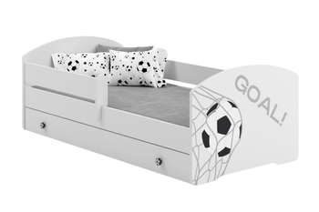 Łóżko pojedyncze LUK 160x80 z barierką i szufladą - Piłka nożna GOAL