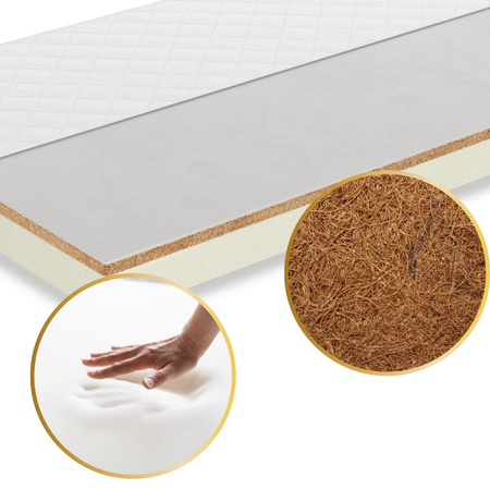 Materac pianka-kokos 190x90x10 cm pikowany pokrowiec