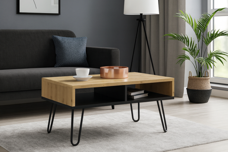 Stolik kawowy SANDOR loft - Dąb Artisan / Czarny
