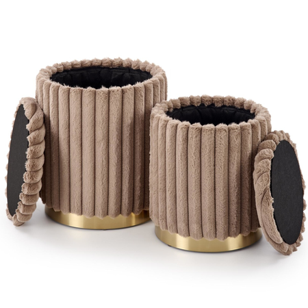 Zestaw 2 puf MIRELLA - Cappuccino