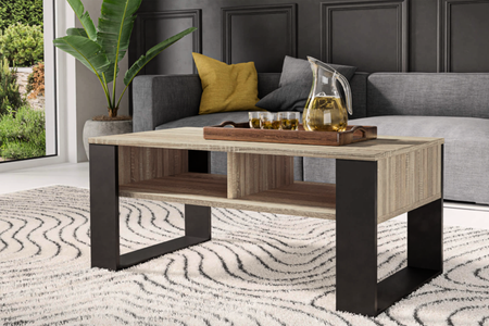 Stolik kawowy Ława MODI dwie półki - Dąb Sonoma / Czarny