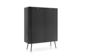 Komoda ZOYA 129 cm fronty ryflowane, nóżki metalowe loft - Czarny