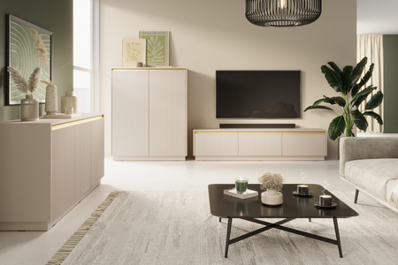 Komoda PRESTIGE 104 cm - Beżowy / Złoty 