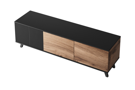 Szafka RTV MODERN 150 cm loft - Dąb Wotan / Czarny