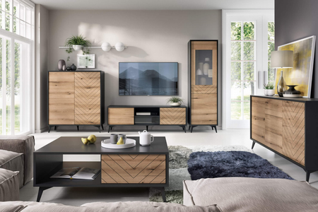 Komoda MODIVA z szufladami 104 cm - Dąb Evoke / Czarny