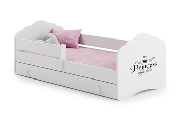 Łóżko dziecięce FALA 160x80 barierka szuflada grafika - Princess