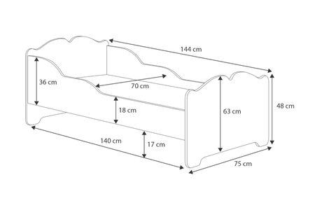 Łóżko dziecięce pojedyncze ANNA 140x70 - Białe