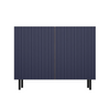 Komoda KAJA slim dwudrzwiowa, ryflowane fronty - Dąb Artisan / Granatowy