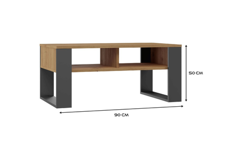 Stolik kawowy Ława MODI dwie półki - Dąb Artisan / Antracyt