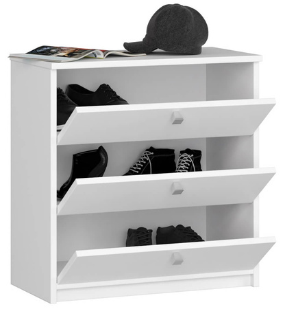 Szafka na buty 3 uchylne drzwiczki 60 cm - Biała