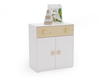 Komoda PUFFI Szafka dwudrzwiowa z szufladą - Biały / Klon