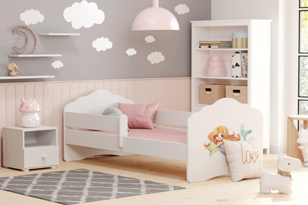 Łóżko dziecięce FALA 140x70 barierka grafika - Syrenka