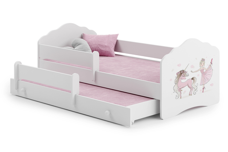Łóżko podwójne FALA II 160x80 - Dziewczynka z jednorożcem