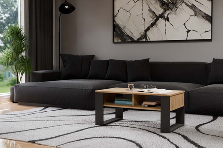 Stolik kawowy Ława MODI dwie półki - Dąb Artisan / Antracyt