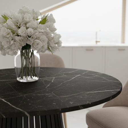 Stół okrągły VELORE 100 cm - Czarny Marmur