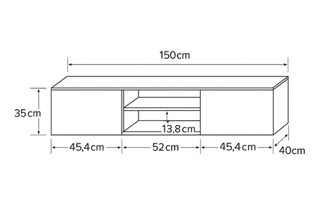 Szafka RTV RONI 150 cm - Dąb Sonoma / Biały