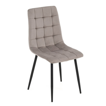 Krzesło MIRA tapicerowane welurowe pikowane - kolor Beżowy, nogi Czarne