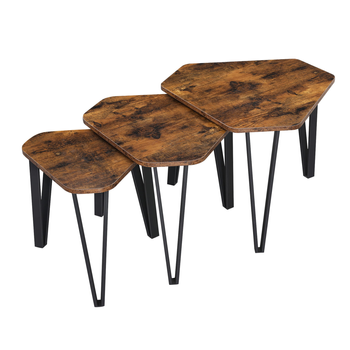Zestaw 3 stolików RUSSELL 8 - Ciemny brąz
